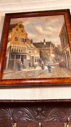 Olieverf schilderij stadsgezicht, E.G. vd Veen. 100 x 90, Ophalen of Verzenden