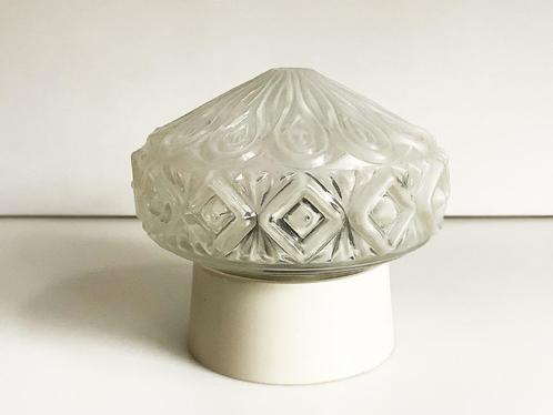 Vintage Art Deco plafondlamp jaren 60, Huis en Inrichting, Lampen | Plafondlampen, Glas, Hout, Verzenden