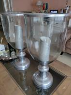 Grote Zilvere Kaarsenstanders met Kaarsene en glas, Ophalen of Verzenden, Gebruikt, Zilver, 50 tot 75 cm