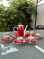 Freiberger porselein servies 14-delig – rood/goud topstaat, Ophalen of Verzenden