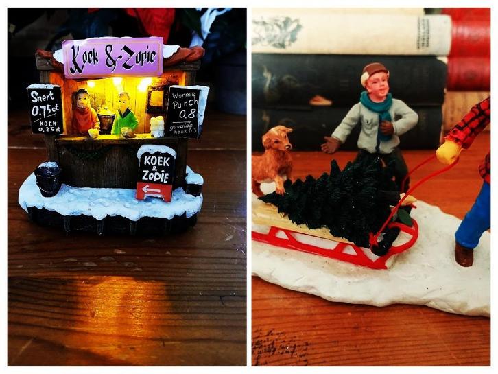 Kerst Koek en zopie tent op batterijen en beeldje lemax, Antiek en Kunst, Curiosa en Brocante, Ophalen of Verzenden