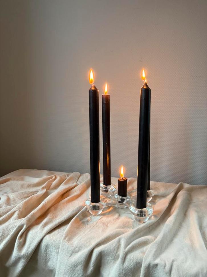 Vintage Pukeberg glazen jaren70 kandelaar b20cm, Antiek en Kunst, Antiek | Kandelaars, Glas, Ophalen of Verzenden