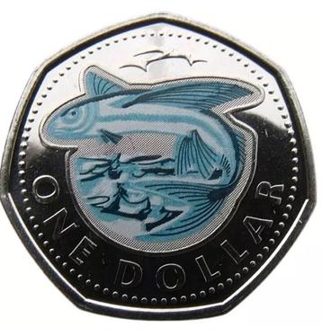 Barbados $1 dollar “Glow in the dark” munt in kleur 2020 UNC beschikbaar voor biedingen