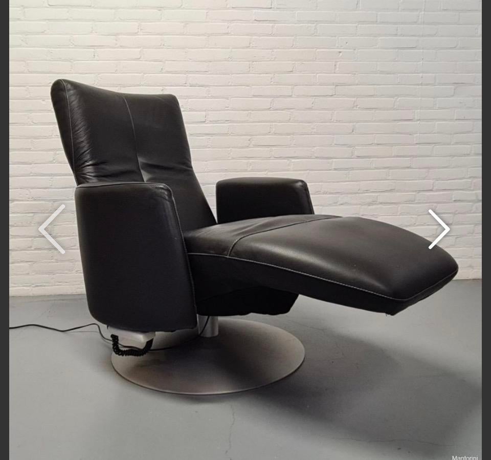 Leolux Kepler Zwart Lederen Relaxfauteuil, Huis en Inrichting, Fauteuils, Gebruikt, Leer, 75 tot 100 cm, 75 tot 100 cm, Ophalen