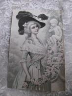 Antieke Kaart - Victoriaanse Dame bij Engel / Cupido Beeld, Verzenden, Voor 1920, Ongelopen, Overige thema's
