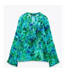ZARA groen blauwe leuke blouse satijn look 36 CHCS, Kleding | Dames, Blouses en Tunieken, Zara, Ophalen of Verzenden, Zo goed als nieuw