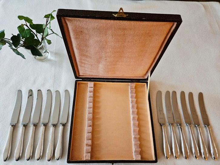 12 verzilverde fruitmesjes of dessertmesjes Keltum P2, Antiek en Kunst, Antiek | Bestek, Ophalen of Verzenden