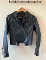 Zwart Nepleren jack, fakeleather bikerjacket maat 36/S, H&M, Verzenden, Zwart, Zo goed als nieuw