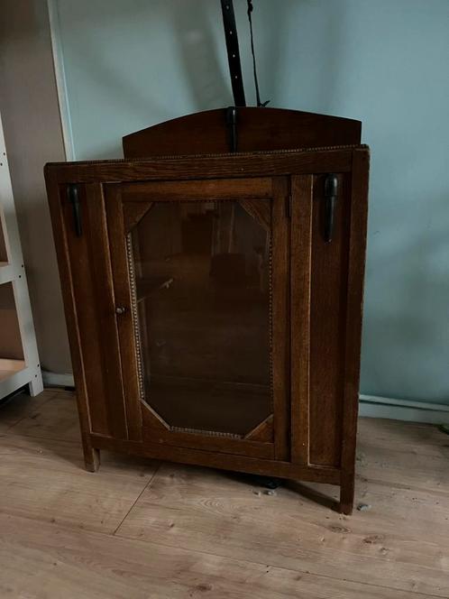 Antiek vitrinekastje, Huis en Inrichting, Kasten | Vitrinekasten, Gebruikt, Minder dan 100 cm, 50 tot 100 cm, 25 tot 50 cm, Ophalen
