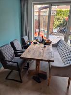 Kloostertafel met 3 stoelen, Huis en Inrichting, Complete eetkamers, Ophalen, Gebruikt, Robuust, Minder dan 4 stoelen