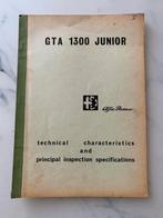 Alfa Romeo 1300 GTA Junior technische gegevens, Ophalen of Verzenden