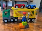 duplo vrachtwagen oplegger 2 auto's 5684, Ophalen of Verzenden, Zo goed als nieuw, Complete set, Duplo