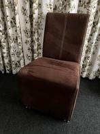 6 Eethoekstoelen op Wieltjes, Ophalen, Gebruikt, Bruin, Stof
