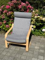 Ruime ontspanningsstoel – licht houten frame & grijs kussen, Ophalen, Hout, Zo goed als nieuw, Eén