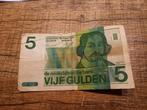 Oud briefje 5 gulden, Postzegels en Munten, Bankbiljetten | Nederland, Ophalen of Verzenden