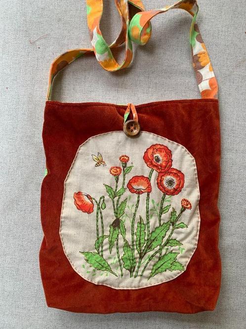 Pippa & Lies tas met vintage klaprozen, Sieraden, Tassen en Uiterlijk, Tassen | Damestassen, Nieuw, Overige typen, Rood, Ophalen of Verzenden