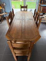 Massief Eiken Eettafel met 6 Stoelen, Ophalen, Gebruikt, 6 tot 8 stoelen