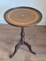 Wijntafel - Bijzettafel - Klassiek - Hout - Leder -***, 45 tot 60 cm, Minder dan 55 cm, Gebruikt, Rond