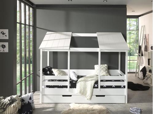Huisbed met open dak - 90x200 - Wit, Kinderen en Baby's, Kinderkamer | Bedden, Nieuw, Ophalen of Verzenden