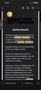 Startbewijs Marathon Rotterdam, Ophalen of Verzenden, Nieuw, Overige typen, Overige merken