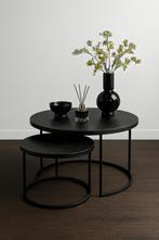 2-delige Zwarte Salontafel Set, Ophalen, Minder dan 45 cm, Minder dan 55 cm, Metaal of Aluminium