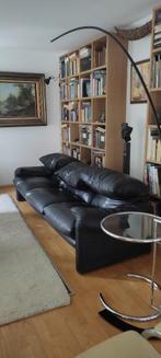 Cassina - Maralunga - 3-zitsbank - zwart leer, Ophalen, Gebruikt, Driepersoons, Rechte bank