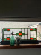 Glas in lood raam In houten standaard vintage,brocant, Ophalen, Zo goed als nieuw, X, X