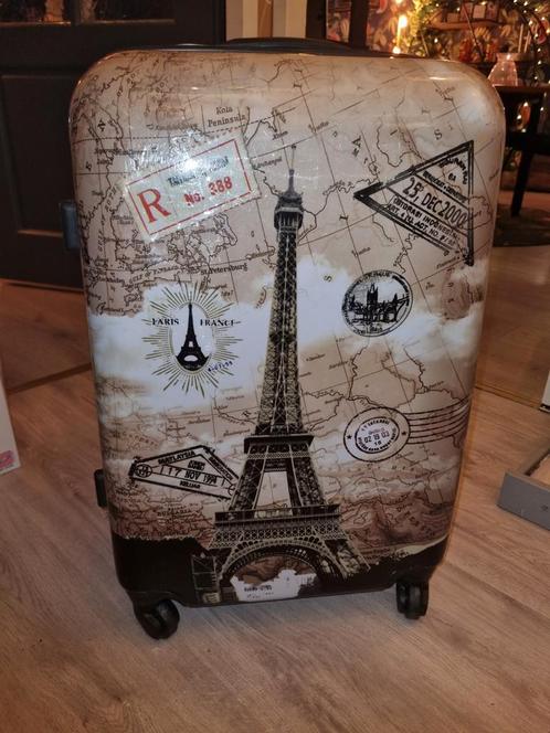 Reiskoffer Parijs Eiffeltoren ZGAN, Sieraden, Tassen en Uiterlijk, Koffers, Zo goed als nieuw, Hard kunststof, 60 tot 70 cm, Ophalen of Verzenden