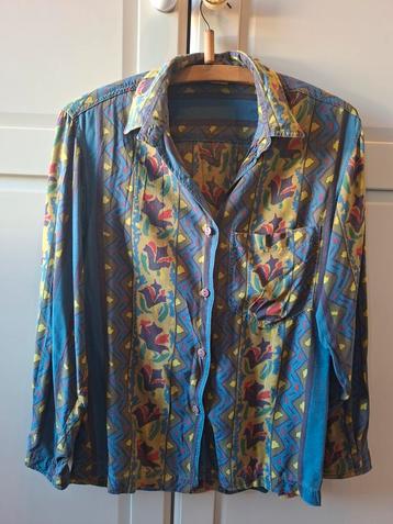 Vintage Katoenen Blouse met Print beschikbaar voor biedingen