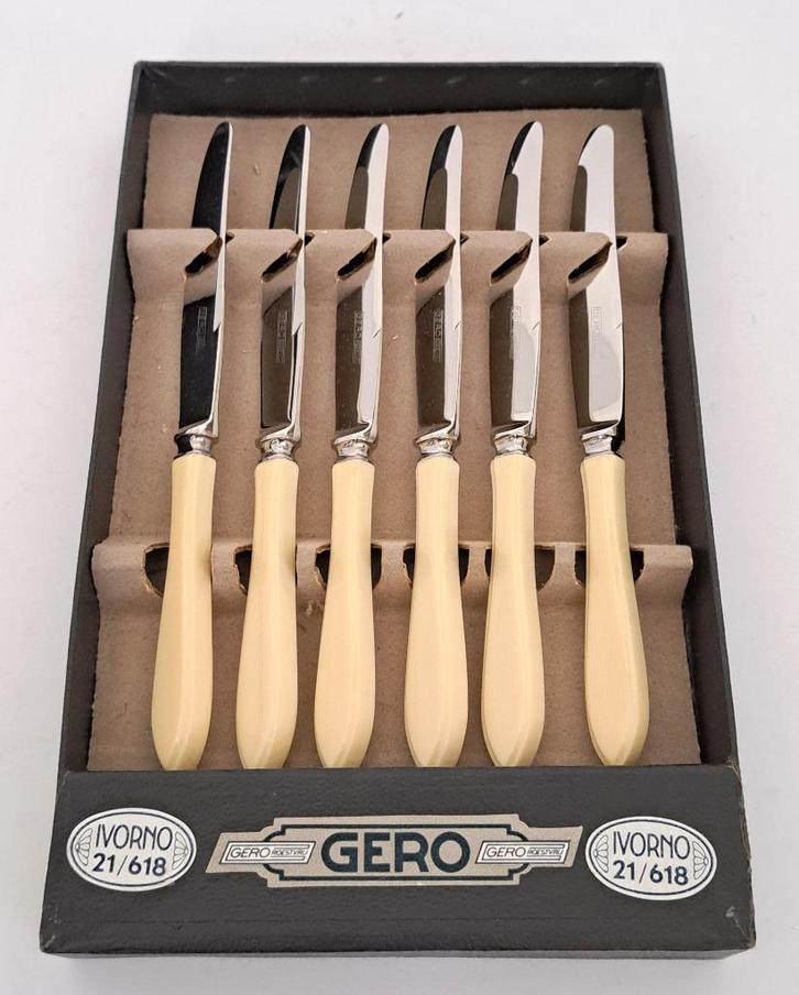 6x Dessert- fruitmesjes, model puntfilet ivorno 618, Antiek en Kunst, Antiek | Bestek, Verzenden