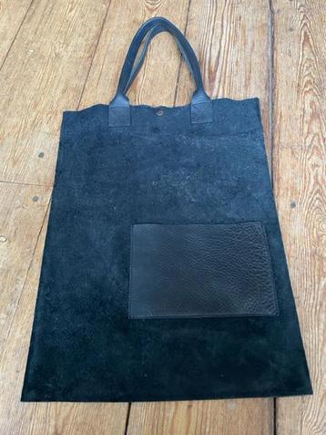 Willemijn van Dijk shopper tas zwart leer suede beschikbaar voor biedingen
