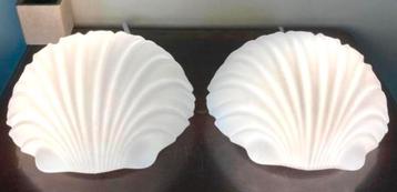 Vintage Glashütte Limburg design schelp lamp wit opaal glas beschikbaar voor biedingen