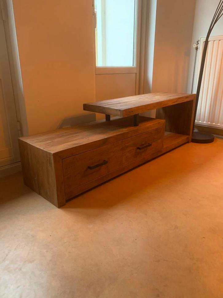 Design Teakhouten TV Meubel - 161cm Breed, Huis en Inrichting, Kasten | Televisiemeubels, Gebruikt, Minder dan 100 cm, 150 tot 200 cm