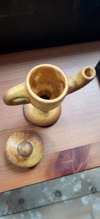 Oude keramische olielamp met deksel, Ophalen of Verzenden