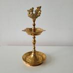 Messing olielamp met pauw Mahabharat Diya, Huis en Inrichting, Woonaccessoires | Kandelaars en Kaarsen, Ophalen of Verzenden, Zo goed als nieuw