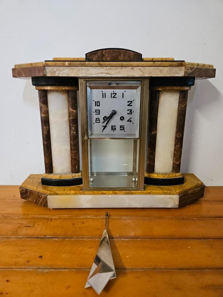 Art Deco Marmeren Pendule Klok., Antiek en Kunst, Antiek | Klokken, Ophalen