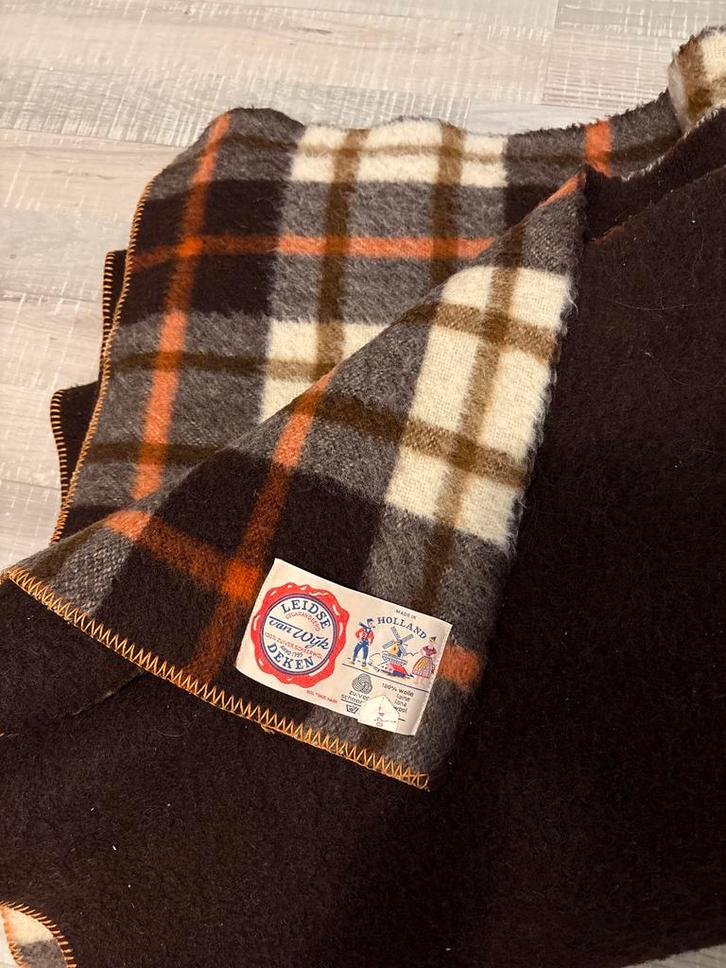 Vintage Leidse van Wijk wollen deken, Huis en Inrichting, Woonaccessoires | Plaids en Woondekens, Gebruikt, Ophalen