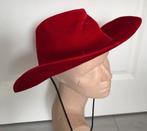 Rode velours hoed carnaval mt 58, Kleding | Dames, Hoeden en Petten, Ophalen of Verzenden, Zo goed als nieuw, 58 cm (L, 7¼ inch) of meer