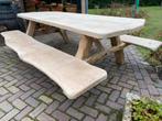 Eikenhouten tuinbank, bank, tuintafel, tuinpoort, kapjes, Ophalen of Verzenden, Nieuw, Hout, Tuinhek