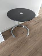 Bijzet tafel zwart glas met chroom vintage, Huis en Inrichting, Tafels | Bijzettafels, Minder dan 55 cm, Ophalen, 45 tot 60 cm