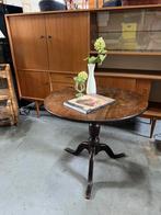 Antieke ronde tilt-top tafel met klapblad Ø80 cm, Antiek en Kunst, Ophalen of Verzenden