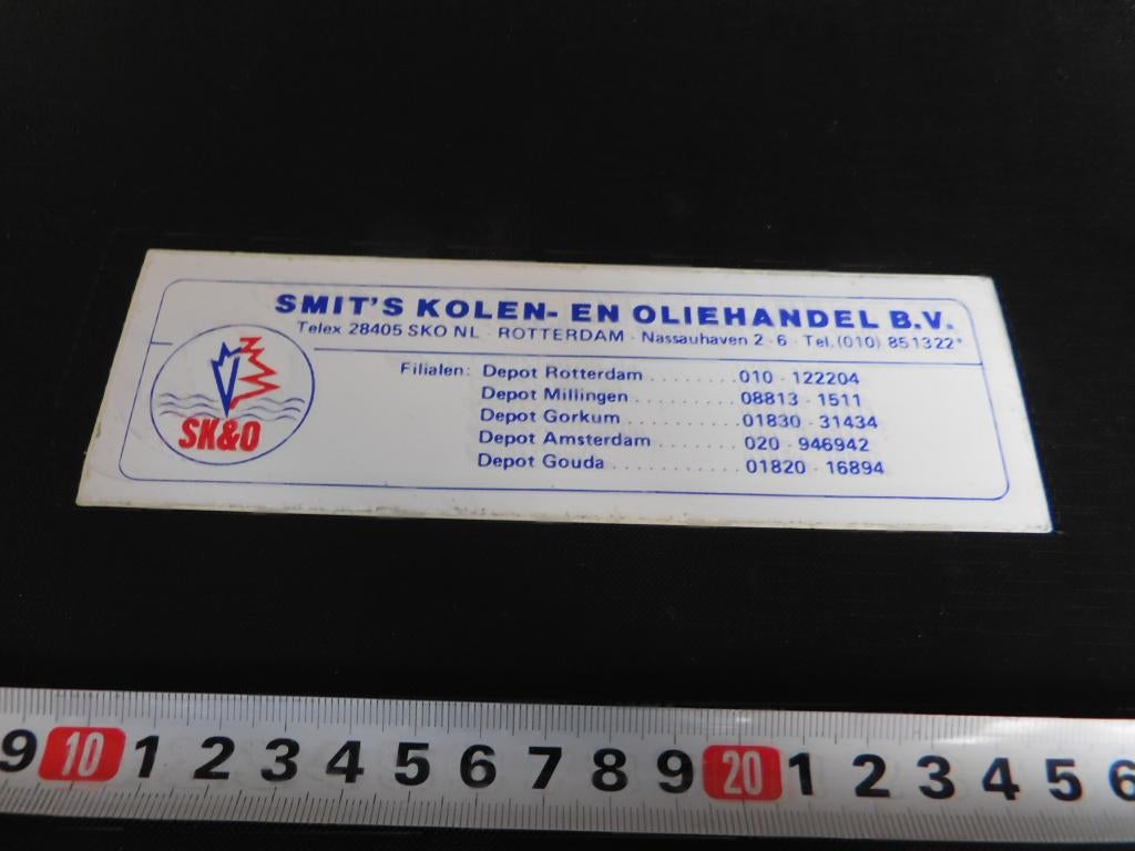 sticker Rotterdam SK&O SMIT'S koelen- en oliehandel bv, Verzamelen, Ophalen, Zo goed als nieuw