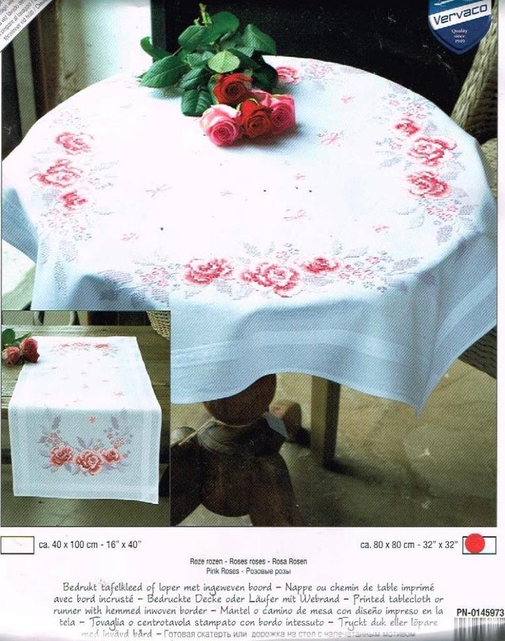 Cado vervaco borduurpakket dekservet, roze rozen oude prijs, Hobby en Vrije tijd, Borduren en Borduurmachines, Nieuw, Borduurpakket