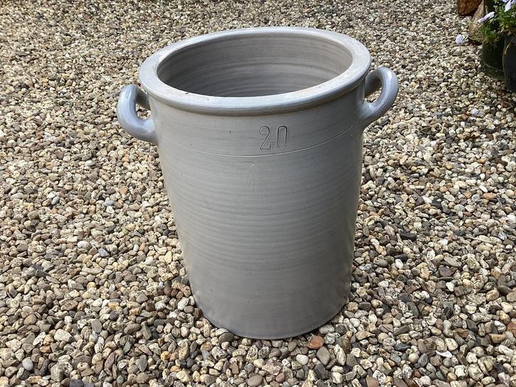 Oude grote grijze grès inmaak pot met oren,20 liter,decorati, Antiek en Kunst, Curiosa en Brocante, Ophalen of Verzenden