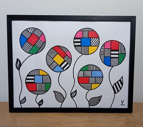 Dansende Bloemen. Abstract. Special Art., Antiek en Kunst, Kunst | Schilderijen | Abstract, Ophalen of Verzenden