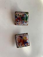 Vintage Emaille Clip-on Oorbellen, Overige kleuren, Minder dan 4 cm, Ophalen of Verzenden, Koper