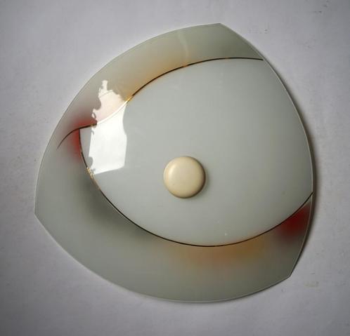 vintage jaren '60/'50 schaal plafondlamp/plafonnière glas D, Huis en Inrichting, Lampen | Plafondlampen, Gebruikt, Glas, Kunststof