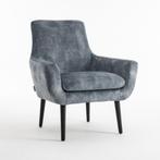 Adam fauteuil zwart stof aurora velours aqua | Webshop, Modern design, Metaal, Nieuw, 75 tot 100 cm