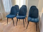 Eetkamerstoelen velvet blauw, Ophalen, Blauw, Zo goed als nieuw, Stof