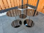 Zwart glazen bijzettafels. Set van 3, Minder dan 55 cm, Gebruikt, Rond, Glas